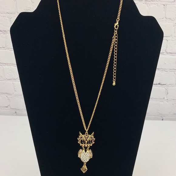 Rhinestone Owl Charm Chain Necklace - Picture 2 of 7